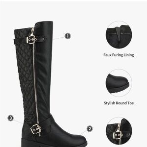 Dream Pairs Black Quilted Over the Knee Boots
